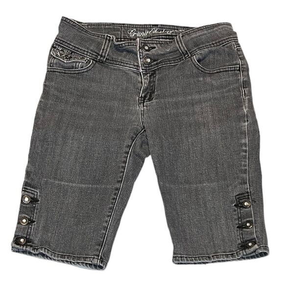 Vintage Womens G-Unit Denim Bermuda Jeans Shorts Bling Gray Size 7 - Picture 1 of 3